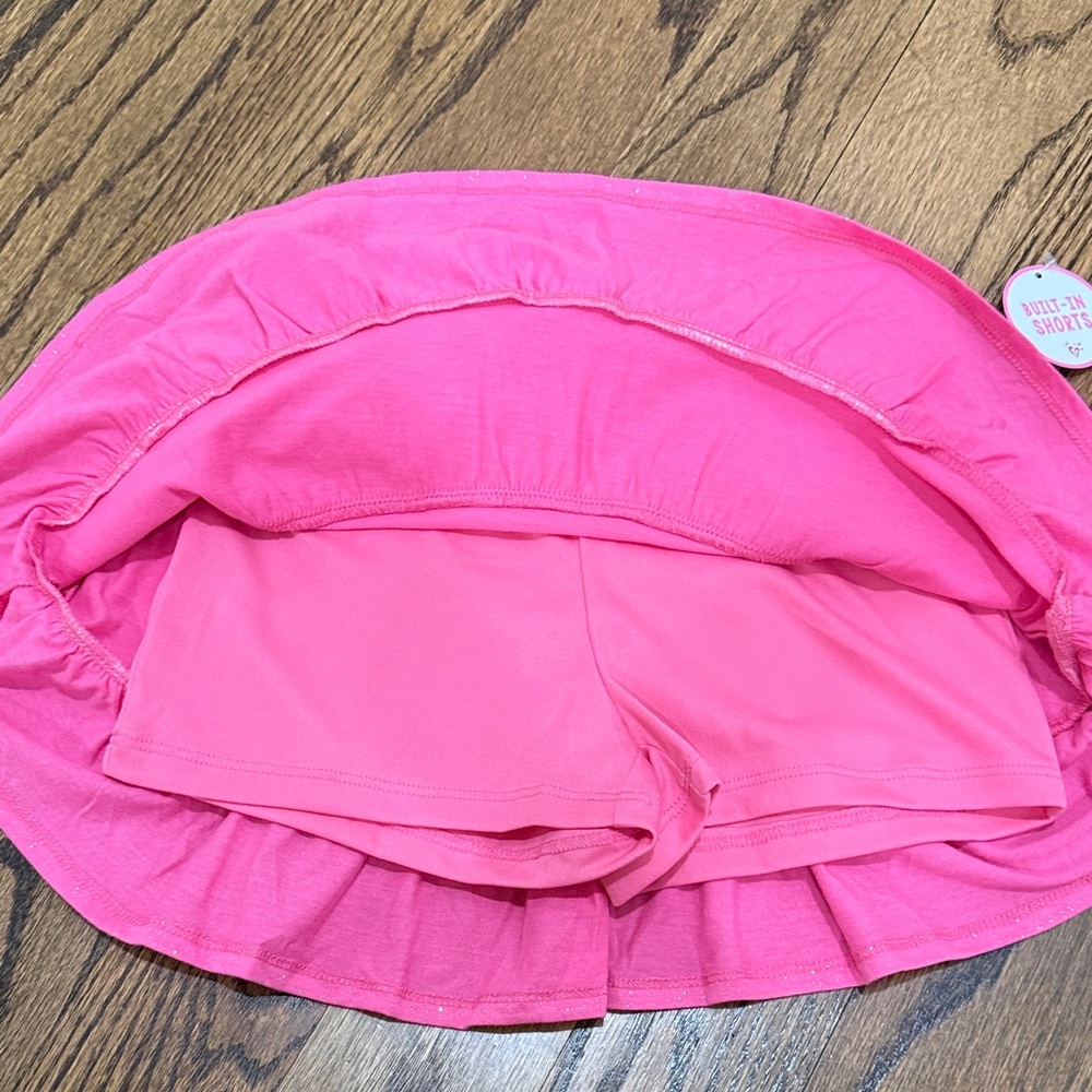 Justice Pink Sparkle Ruffle Skirt - Size 8 - Built in Shorts - Picture 4 of 5